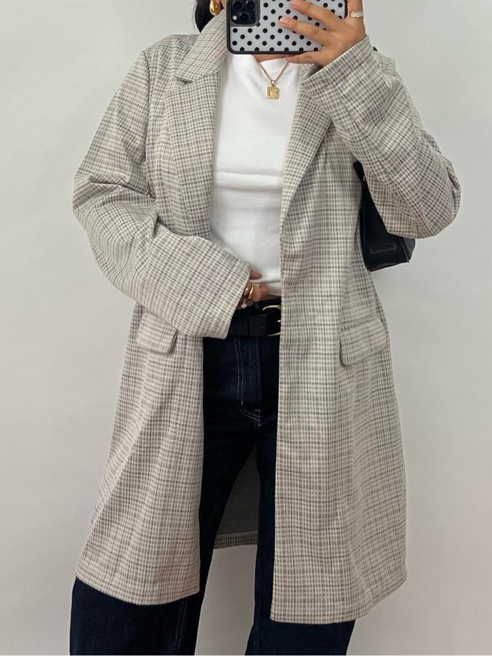 Grey Plaid print Houndstooth blazer jacket by sanctuary